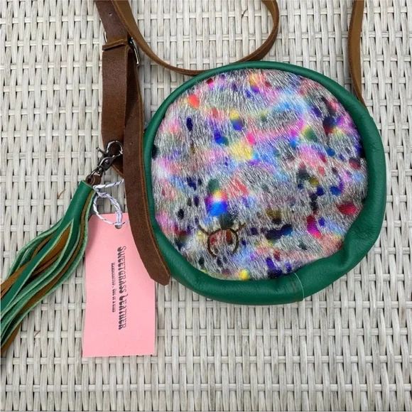 NWT Sweetgrass Leather Sun Dog Round crossbody bag - Picture 4 of 9